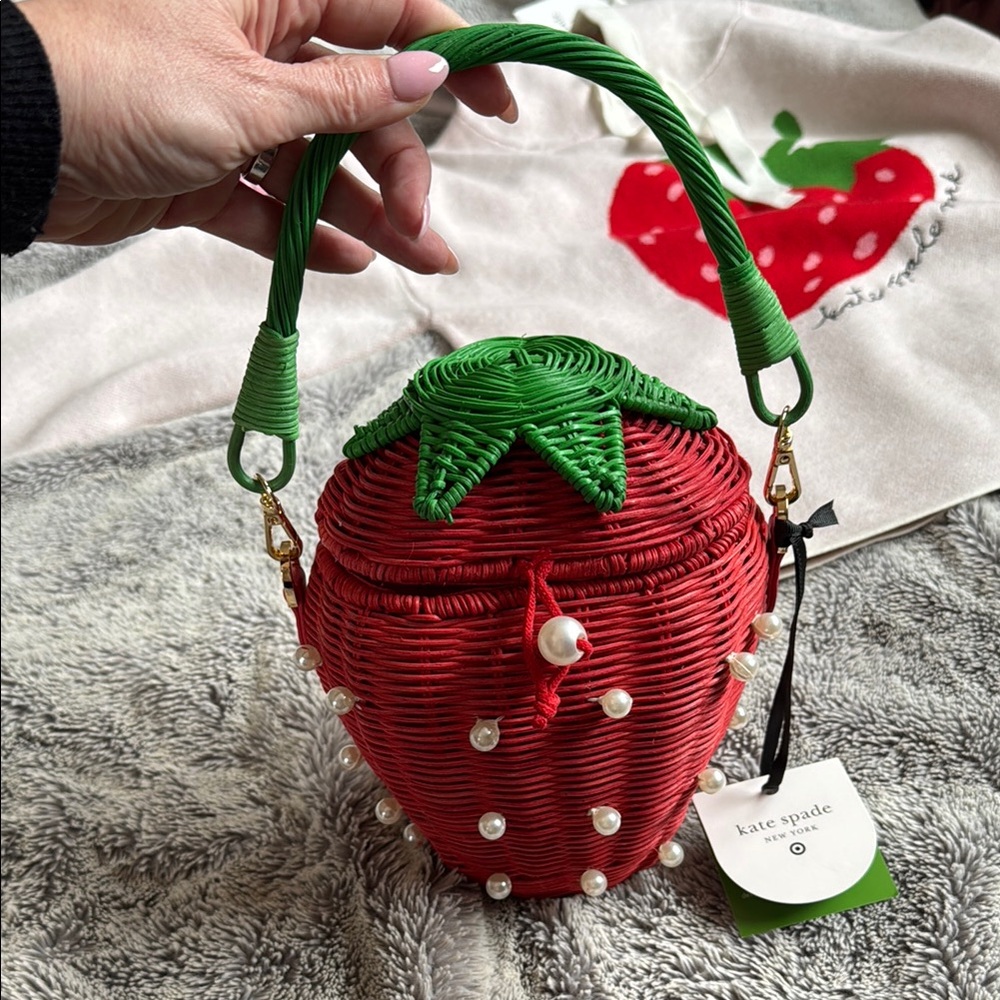 Kate Spade x Target Wicker Strawberry and Pearl Bag